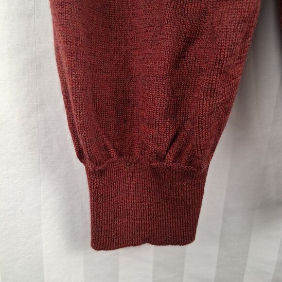 Merino Wool Men's Sweater Marco Fioni Collared Polo Size L Berry Red - Picture 5 of 13